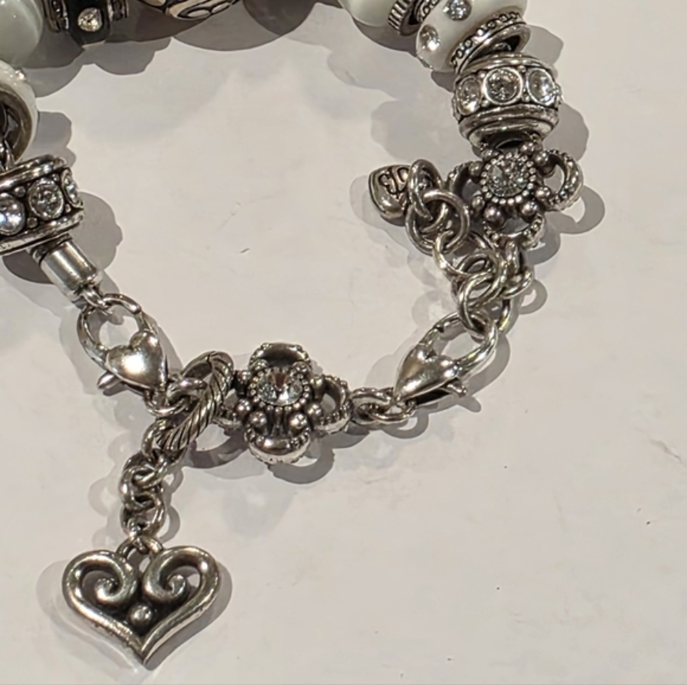 Brighton Loaded Silver‎ White And Black Crystal Charm Bracelet - Picture 11 of 11